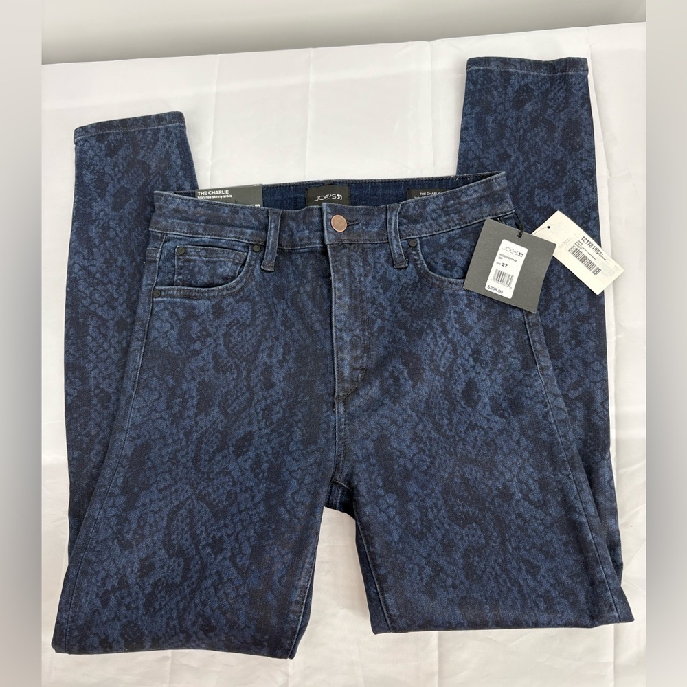NWT‎ Joe's Jeans Python/ Snake Indigo Charlie High Rise Skinny Ankle Jeans - Picture 7 of 10